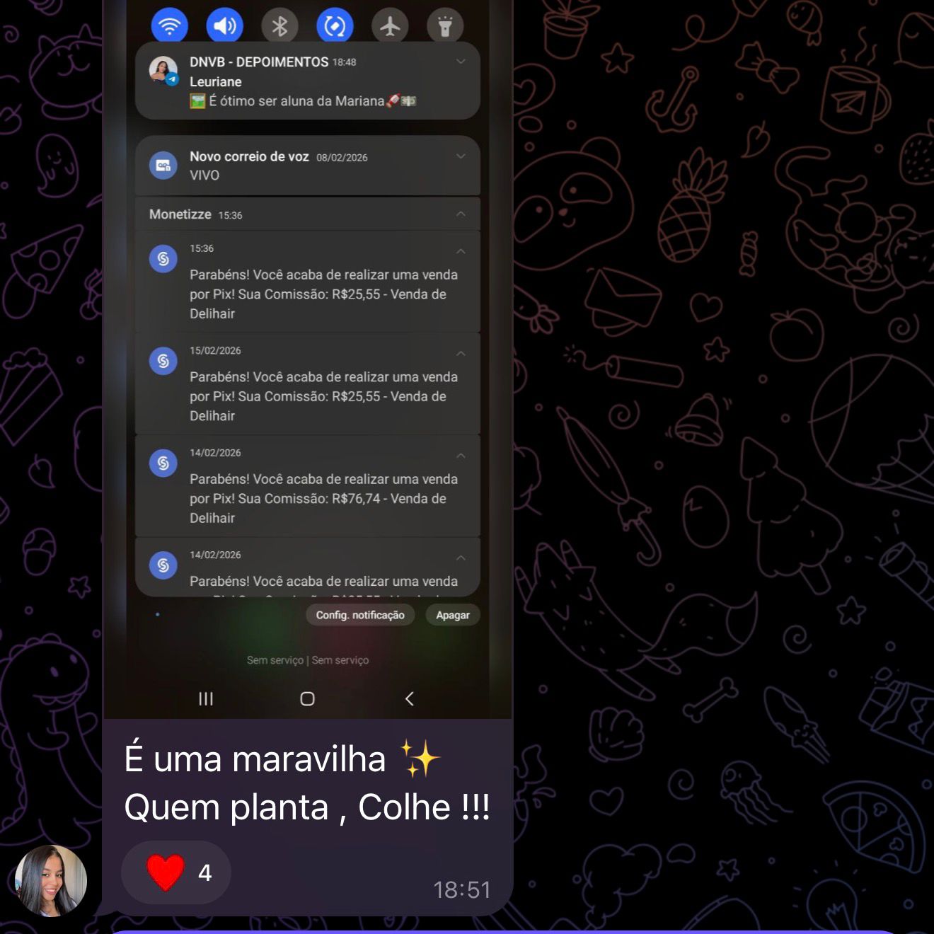 Comissão de R$47,48 às 21h de domingo